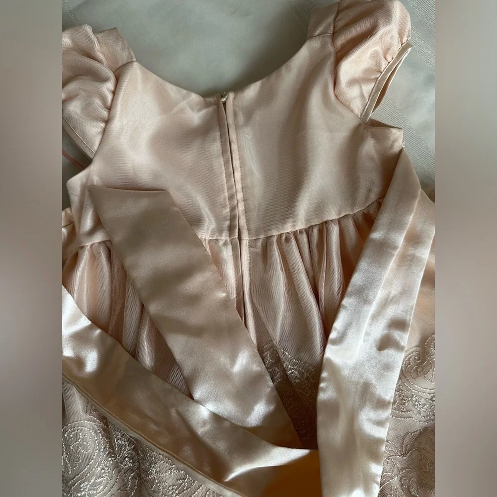 Bonnie Jean Blush and Gold Elegant Dress